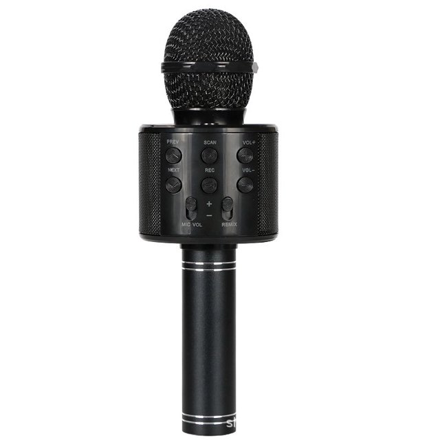 Micrófono de Karaoke Oso de Fresa para Niña 7 8 9 10 Años Regalos Juguetes Inalámbrico Bluetooth con Luz LED Negro