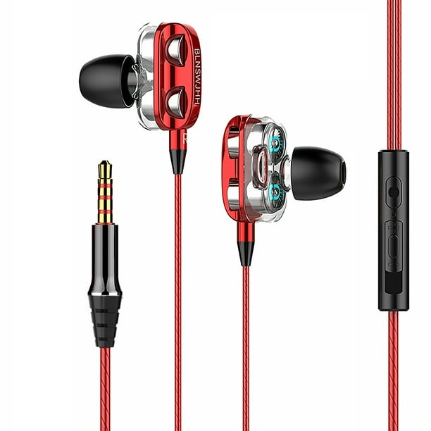 sweethay Auriculares con cable Interfaz de 3,5 mm Reducción de ruido Auriculares ergonómicos Juego de escucha de música Auriculares con micrófono Rojo Type3 NO3