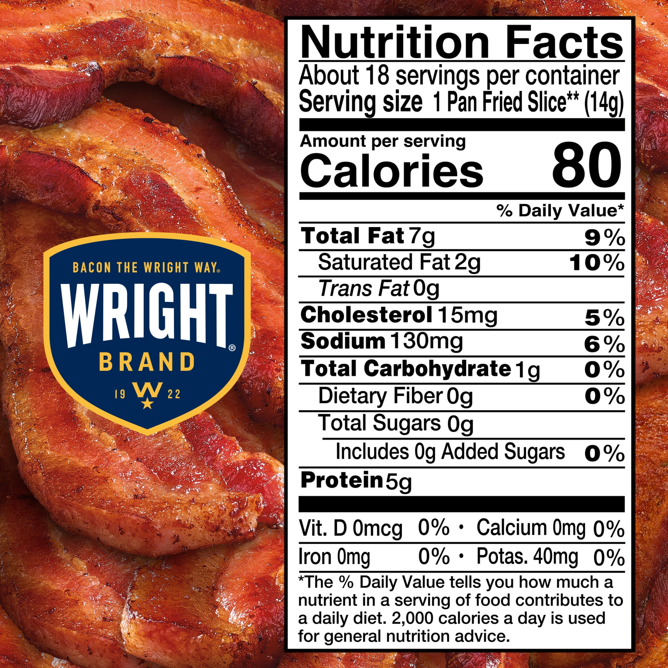 Wright Brand Limited Edition Hot Honey Flavored Real Wood Smoked Thick Cut Refrigerated Bacon, 1.5 lb
