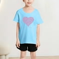 thumbnail image 5 of T-shirts Graphiques Cœur pour Fille Manches Courtes Col Rond T-Shirts d'Été, 5 of 5