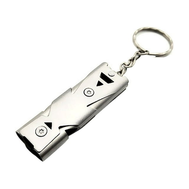 POINTERTECK Sifflet Porte-Clés de Survie à Double Tube en Acier Inoxydable Portable