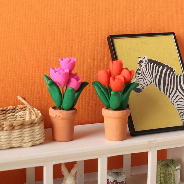 FaLX 1:12 Dollhouse Tulip - Realistic Decorative Clay