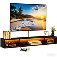 thumbnail image 1 of WELIKERA Mueble para TV 70 Pulgadas con Luces RGB, Repisas Flotantes de Pared para TV con Toma de Corriente, Almacenamiento Debajo para Sal&oacute;n, Dormitorio, Negro, 1 of 8