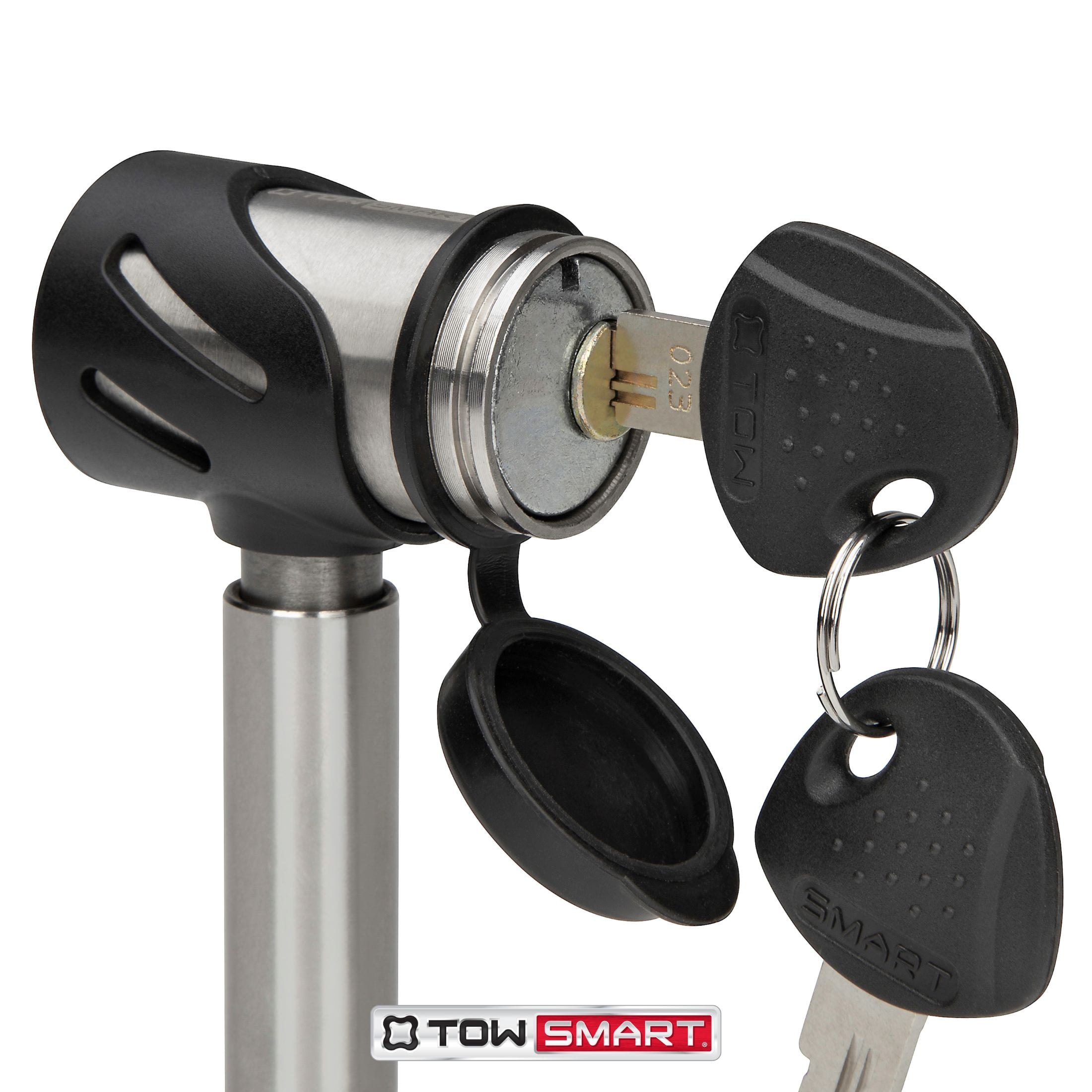TowSmart Locking Hitch Pin, 1/2in and 5/8in Pin, Stainless Steel, 7276, 2.75in Span, Includes 2 Keys