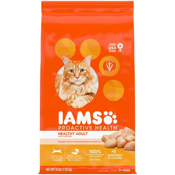 IAMS PROACTIVE HEALTH Healthy Adult Dry Cat Food with Chicken, 16 lb