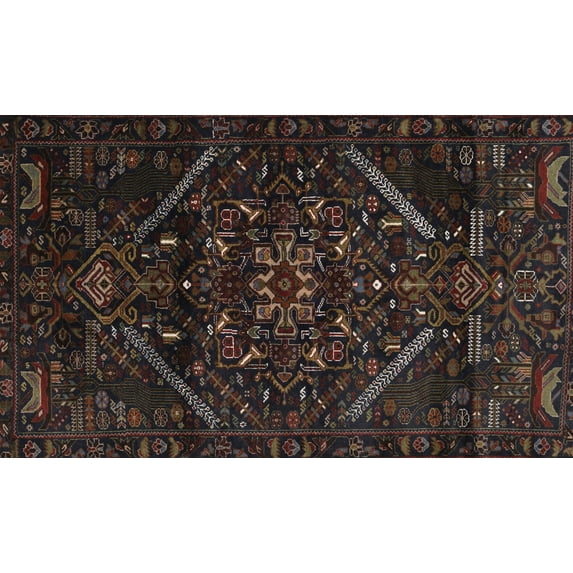 Ahgly Company Machine Washable Indoor Rectangle Contemporary Midnight Gray Area Rugs, 4' x 6'