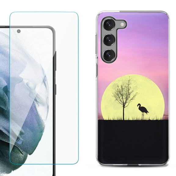 Shockproof Fashion Phone Case for Samsung Galaxy S23 5G, by OneToughShield ® - Moonlight Flamingo