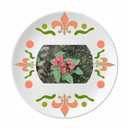 

Red Flower Candle Art Deco Fashion Flower Ceramics Plate Tableware Dinner Dish