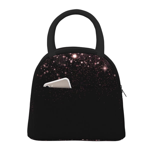 Disketp Sparkling Pink Night Sky Bolsa Térmica para Almuerzo, Lonchera con Abertura Amplia y Gran Capacidad, Organizador Reutilizable para Mujeres, Hombres y Adultos