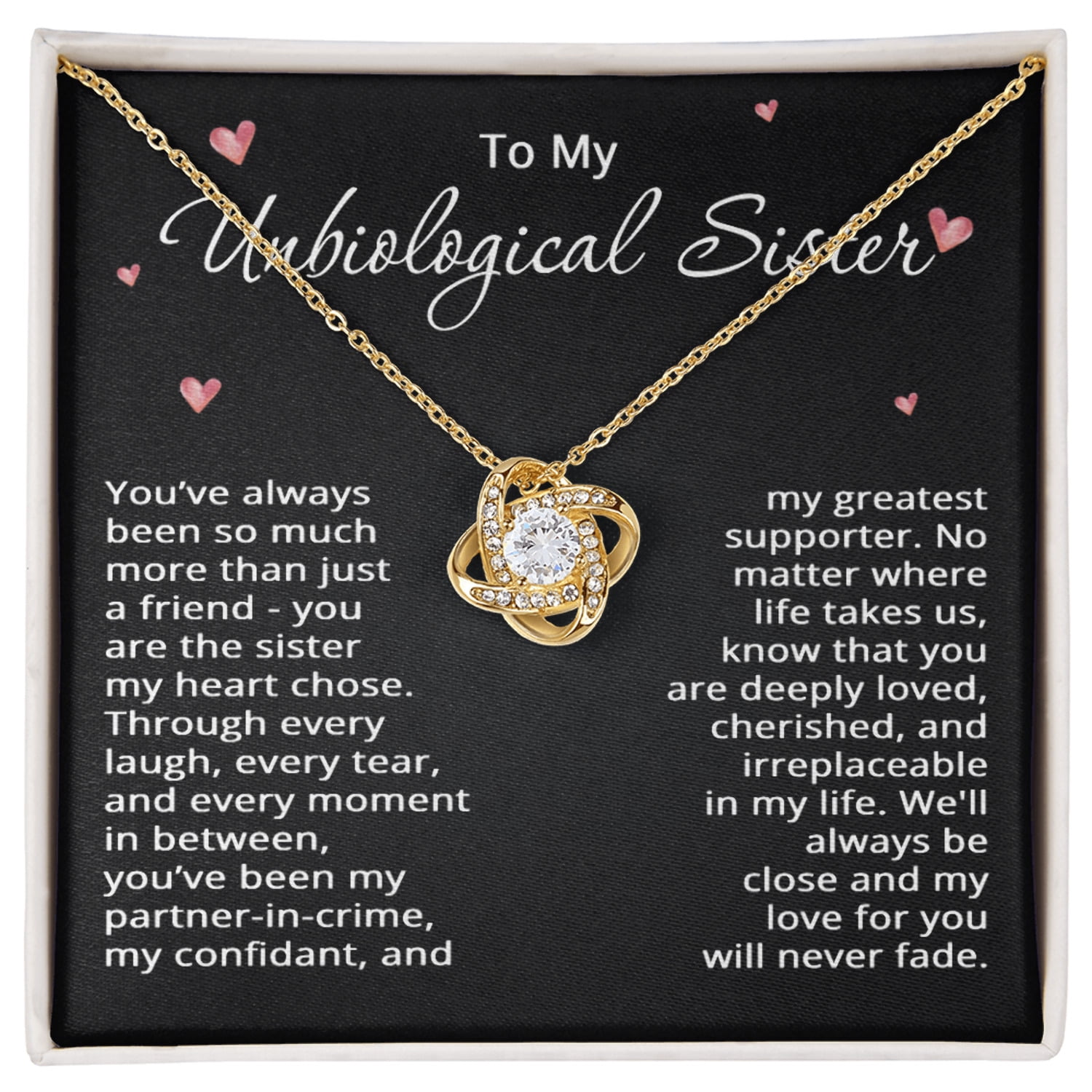 To My Unbiological Sister Necklace for Women Best Friend Gifts for Christmas Bestie Birthday Step Sister Gift for Her Bonus Sister Friendship BFF Sister-in-Law Gift