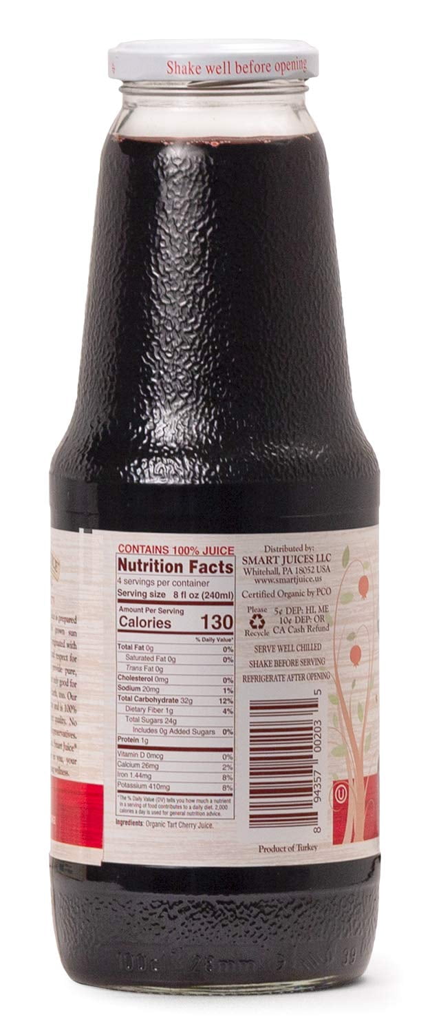 Smart Juice Tart Cherry 100% Juice, 33.8 Oz (Pack of 6)