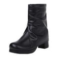 thumbnail image 2 of Fesfesfes Women's Boots Fashion Large Size Pants Thick Heel Short Shoes Retro Knight 10.5(45), 2 of 8