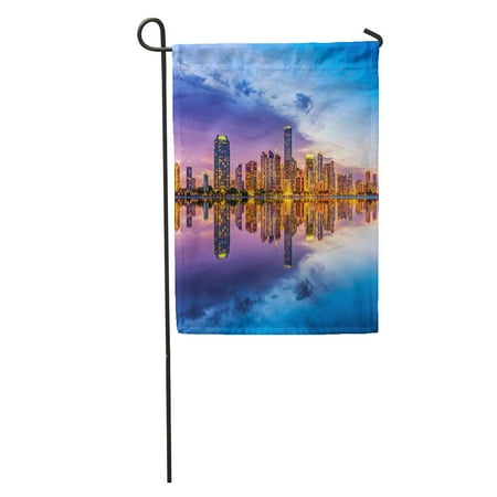 Patio Downtown KDAGR Downtown Miami Florida USA Skyline on Biscayne Bay Cityscape Day Garden Flag Decorative Flag House Banner 28x40 inch ()