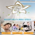 thumbnail image 6 of Garwarm Flower Ceiling Fans with Lights and Remote, 24 Inch Modern Low Profile Flush Mount Ceiling Fan, Dimmable LED Ceiling Light Fixture, Small Ceiling Fans for Bedroom, Kitchen, Indoor-White, 6 of 18