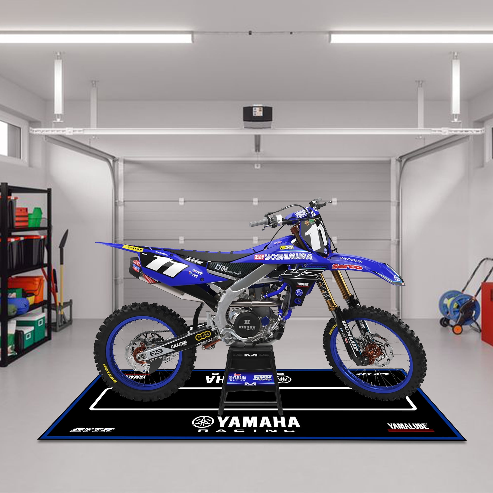 MOTORCYCLE R8 PIT GARAGE FLOOR MAT - YAMAHA BLACK - Walmart.com