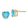 thumbnail image 3 of 14K Yellow Gold 8mm Heart Blue Topaz Stud Earrings, 3 of 5