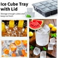 thumbnail image 4 of Silicone Ice Cube Tray 3 Pack - EASY RELEASE Ice Cube Tray with lid, BPA Free Ice Cubes Trays for Freezer,Ice Cube Mould for Cocktail,Whiskey (Black+Grey+Mint), 4 of 7