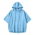 thumbnail image 4 of Njagoc3 Womens Oversized Sweatshirts Solid Color Hooded Batwing Sleeve Sports Pullover Fall Winter Top, 4 of 6
