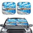 thumbnail image 2 of Salouo Greek Island Windmills Painting Pattern Car Windshield Sun Shade Foldable | Front Windshield Shade for Sun, Heat and UV Rays | Interior Sun Protection-Large, 2 of 6
