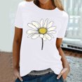 thumbnail image 2 of jtjvou Women's Casual Loose Short Sleeve Tees Floral Shirts Going out Tops for Teen Summer Round Neck Pullover Lady Trendy Fashion White,S, 2 of 5