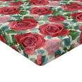 thumbnail image 4 of Ambesonne Rose Print Fitted Sheet, Watercolor Floral Boho, Queen Size, Dark Pink Green and Blue, 4 of 5
