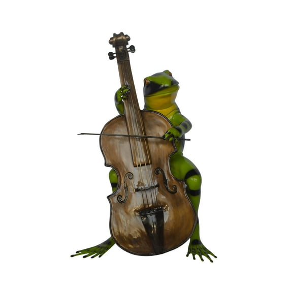 Green Frog Playing the Cello Bronze Statue - Size: 26"L x 18"W x 25"H.