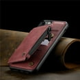thumbnail image 4 of CaseMe Back case Card Slot Retro Matte Synthetic Leather Wallet Zipper Stand Cover for iPhone 13 (Wine Red), 4 of 9