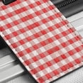 thumbnail image 6 of Red White Gingham Watercolor Faux Leather Travel Luggage Tag, 6 of 7