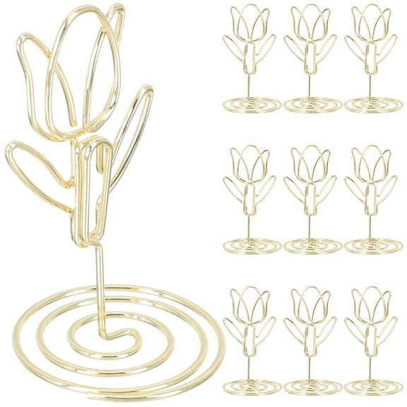 10 Pcs Photo Holder Clip Stand Table Card Holders Wedding Decor for Flowers Golden