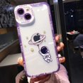 thumbnail image 6 of case for iPhone 13 Case Clear Cute with Astronaut Outer Space Planet Star Creative Pattern Soft TPU Shockproof Camera Lens Protective Case for iPhone 13 for Women Girls (Purple), 6 of 9