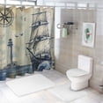thumbnail image 7 of Orinice  Nautical Lighthouse Shower Curtain Sets, Sailboat Coastal Compass Anchor Bathroom Decor with Non-Slip Rugs, Toilet Lid Cover and Bath Mat, Waterproof Shower Curtains with 12 Hooks,  36x72, 7 of 7