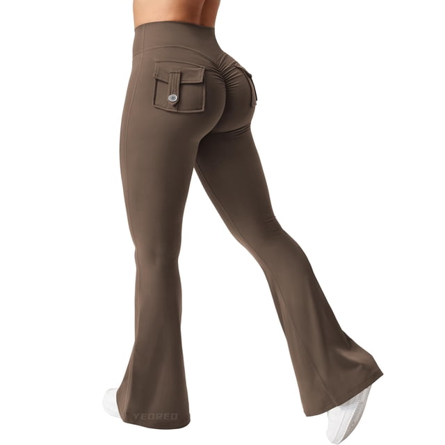 Leggins YEOREO Flare con bolsillos para mujer Brittany Coffee S