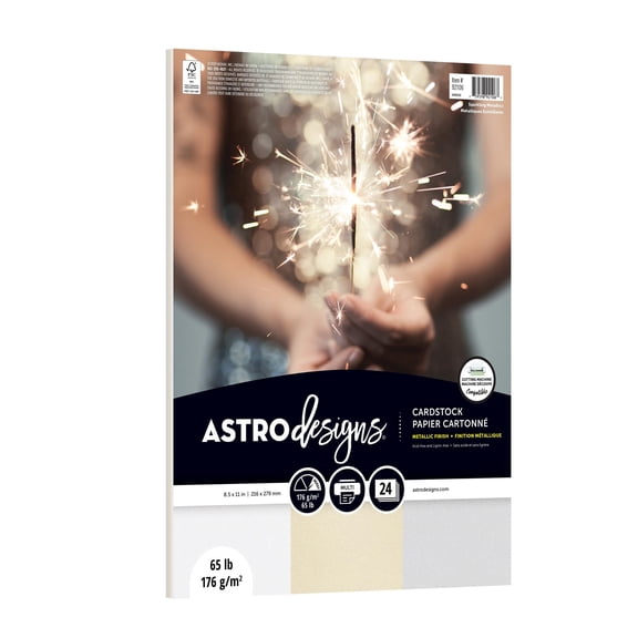 Astrodesigns Shimmer Cardstock, 8.5" x 11", 65 lb./176 Gsm, 24 Sheets (92106)