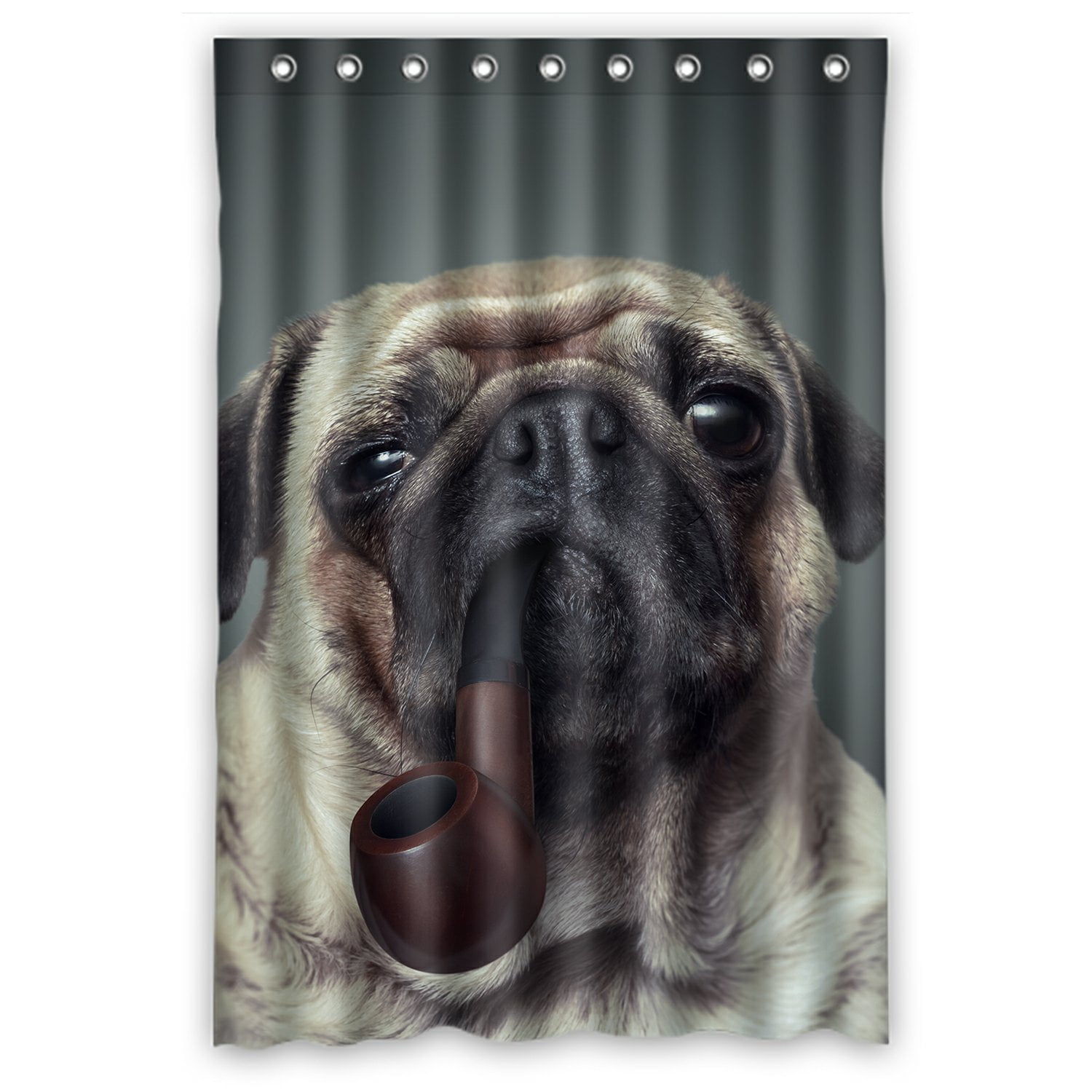 71x71" Funny Pet Animal Pug Dog Decor Waterproof Fabric Shower Curtain Bath Mat 