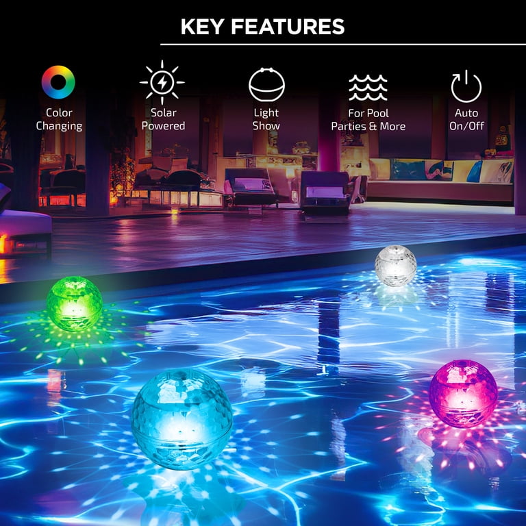 Merkury Innovations H2GLO Solar-Powered Floating LED Prism Pool