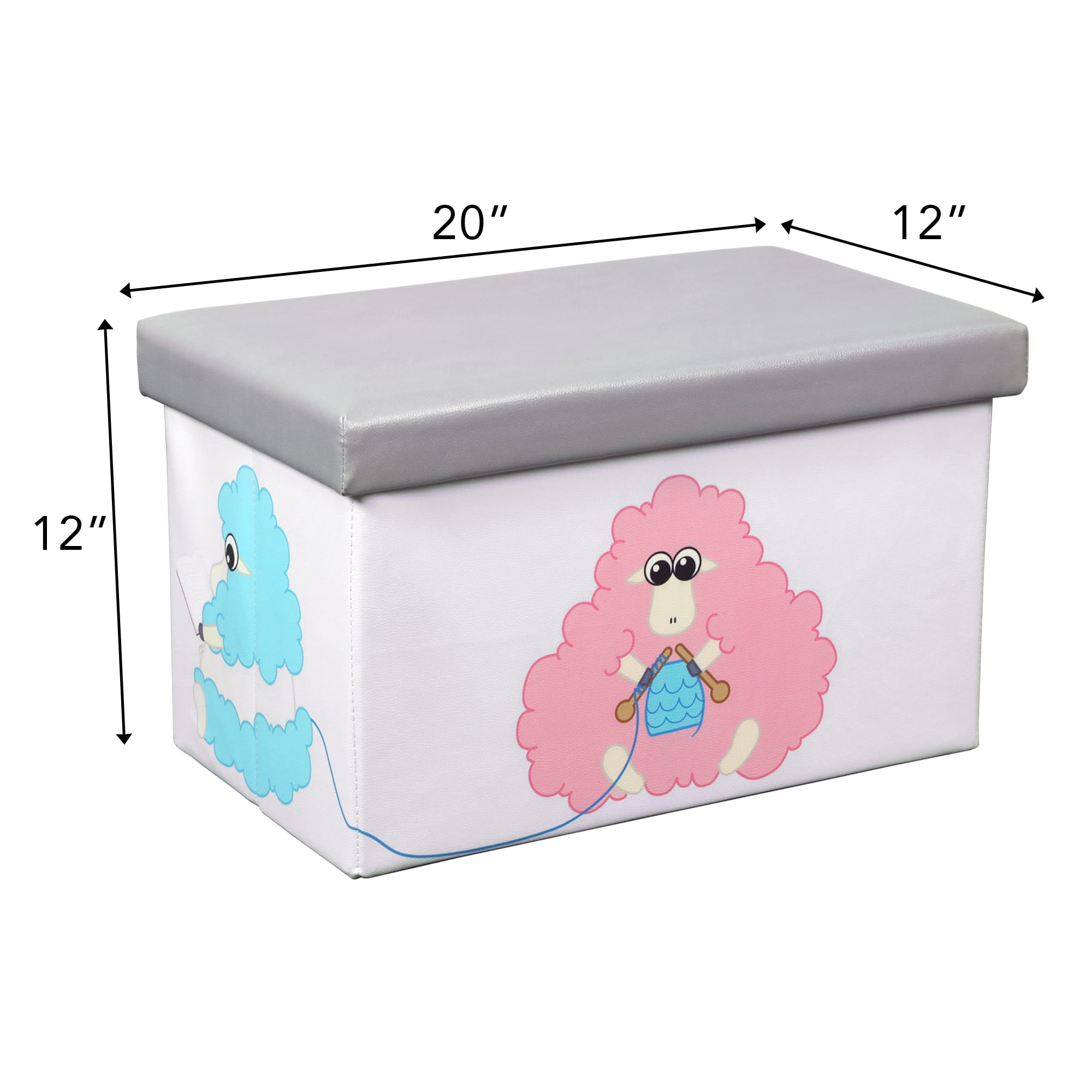 Otto & Ben Children 20" Sheep and Knitting Toy Wood Storage Chests, Multi-color