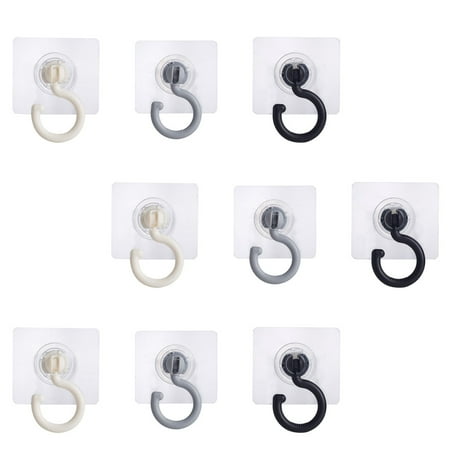 

9 Pcs Coat Hangers Wall Mounted Towel Hooks Sticky Rotary Nailless Adhesive Free