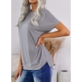 thumbnail image 4 of Womens Striped Color Block Short Sleeve Causal Blouses T Shirts Tops, 4 of 6