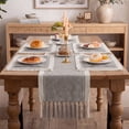 thumbnail image 4 of MeyJey Table Runner and Placemats Set of 4, Washable Fabric Rectangle Dining Table Mats with Tassels for Dining Tables, Kitchen, Gray, 4 of 10