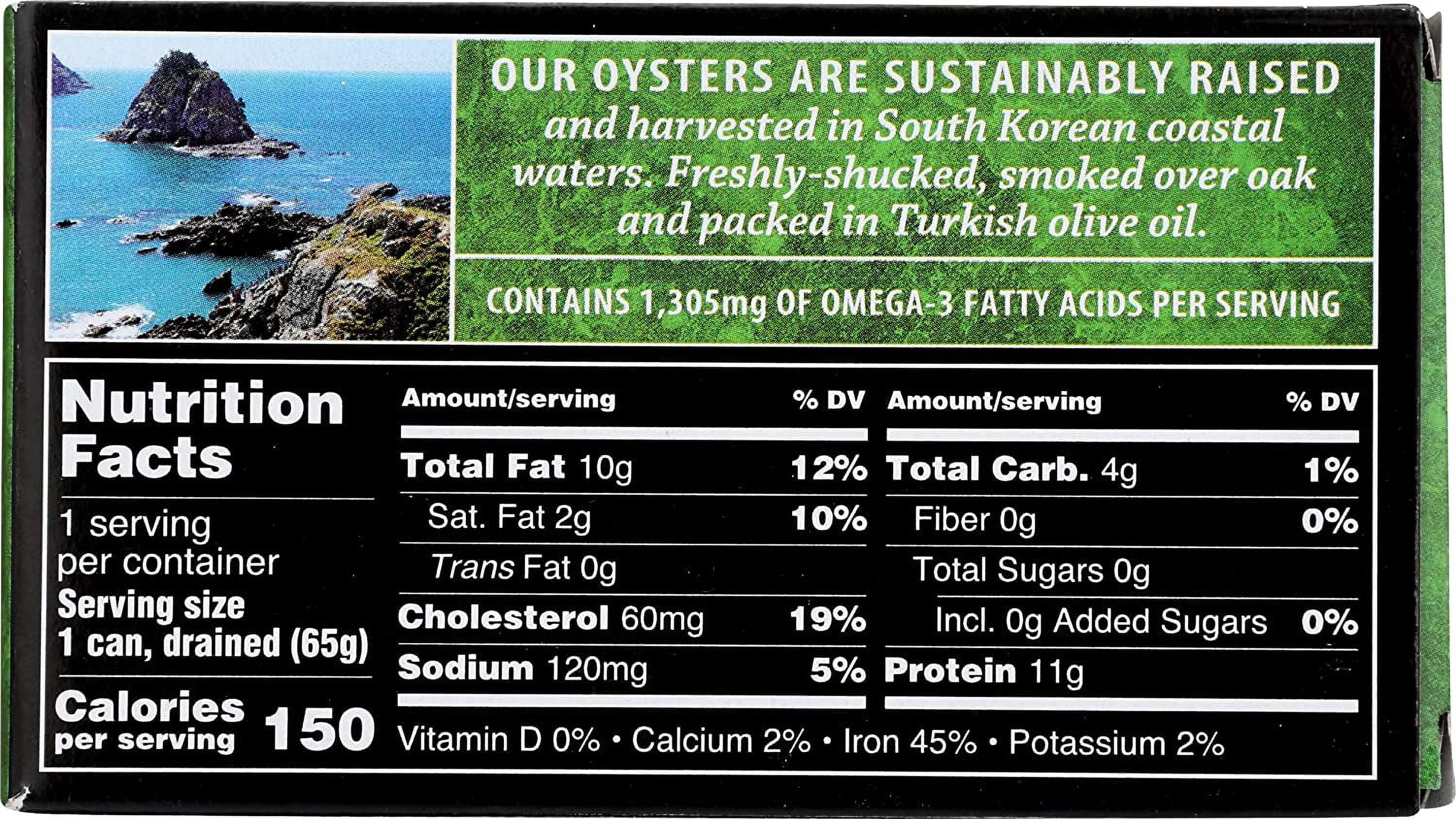 Crown Prince Natural, Naturally Smoked Oysters, In Pure Olive Oil, 3 oz (pack of 6)