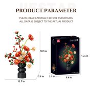 Dyganceuny 1416 PCS Dahlia Flower Building Block Set with Vase, Artificial Floral Decor,Compatible with Lego Flowers,Creative Gift for Women, Moms