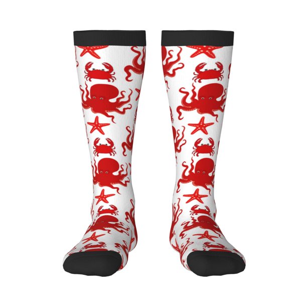 Fotbe Octopus Calcetas Divertidas Estampadas para Hombre y Mujer, Calcetas de Algodón hasta la Rodilla para Caminar, Correr, Enfermería y Embarazo
