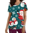 thumbnail image 2 of IROINNID Womens Scrub Tops Graphic Print Short Sleeve V-Neck Workwear Christmas Tops With Pocket,Green A, 2 of 5