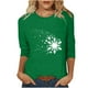 thumbnail image 1 of Camisetas de Manga Larga de las Mujeres Imprimir Navidad Cuello Redondo 3/4 Manga Suéter, Top Casual para las Vacaciones, 1 of 3