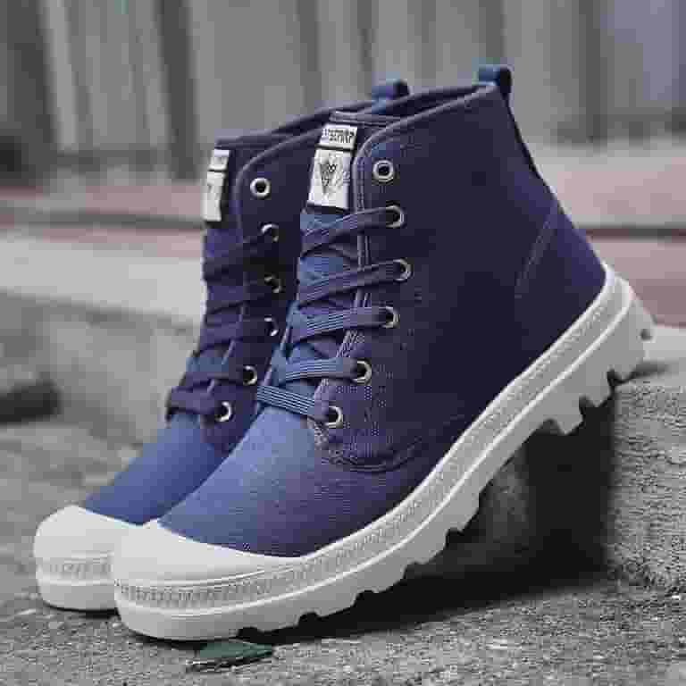 【 JEANS】CHIRS CANVAS COMBAT BOOTS CcharmiX Men Canvas Boots Army Combat Style Fashion High-top