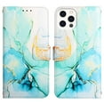 thumbnail image 2 of SaniMore Case for iPhone 15 Pro Max 6.7" 2023, PU Leather Case Luxury Marble Pattern Flip Kickstand Magnetic Clasp Cash Pocket Crossbody Lanyard Fashion Case for Girls Women, Green Marble, 2 of 7