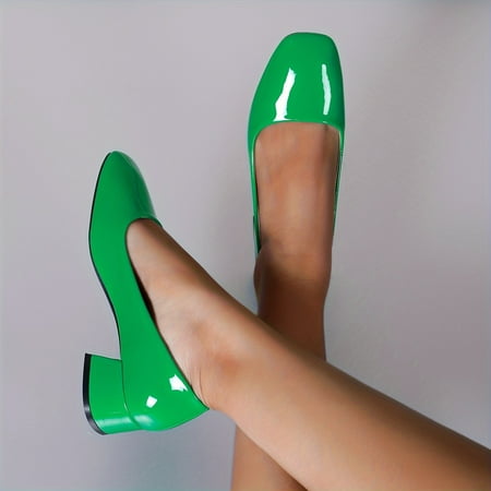 

Low Heel Square Toe Chunky Pumps - Comfortable Slip-On Office Shoes with Solid Colors and All-Match Design for Womens Workwear - Versatile and Elegant Footwear for Daily Business Meetings