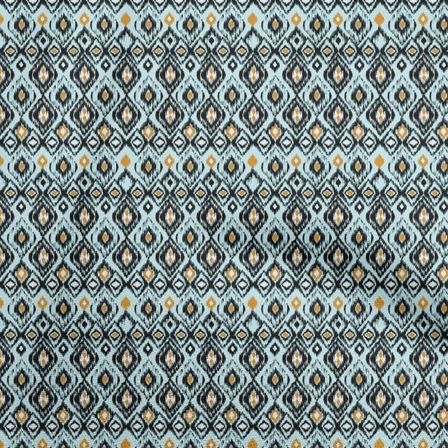 oneOone Polyester Lycra Sky Blue Fabric Ikat Sewing Craft Projects Fabric Prints By Yard 56 Inch Wide