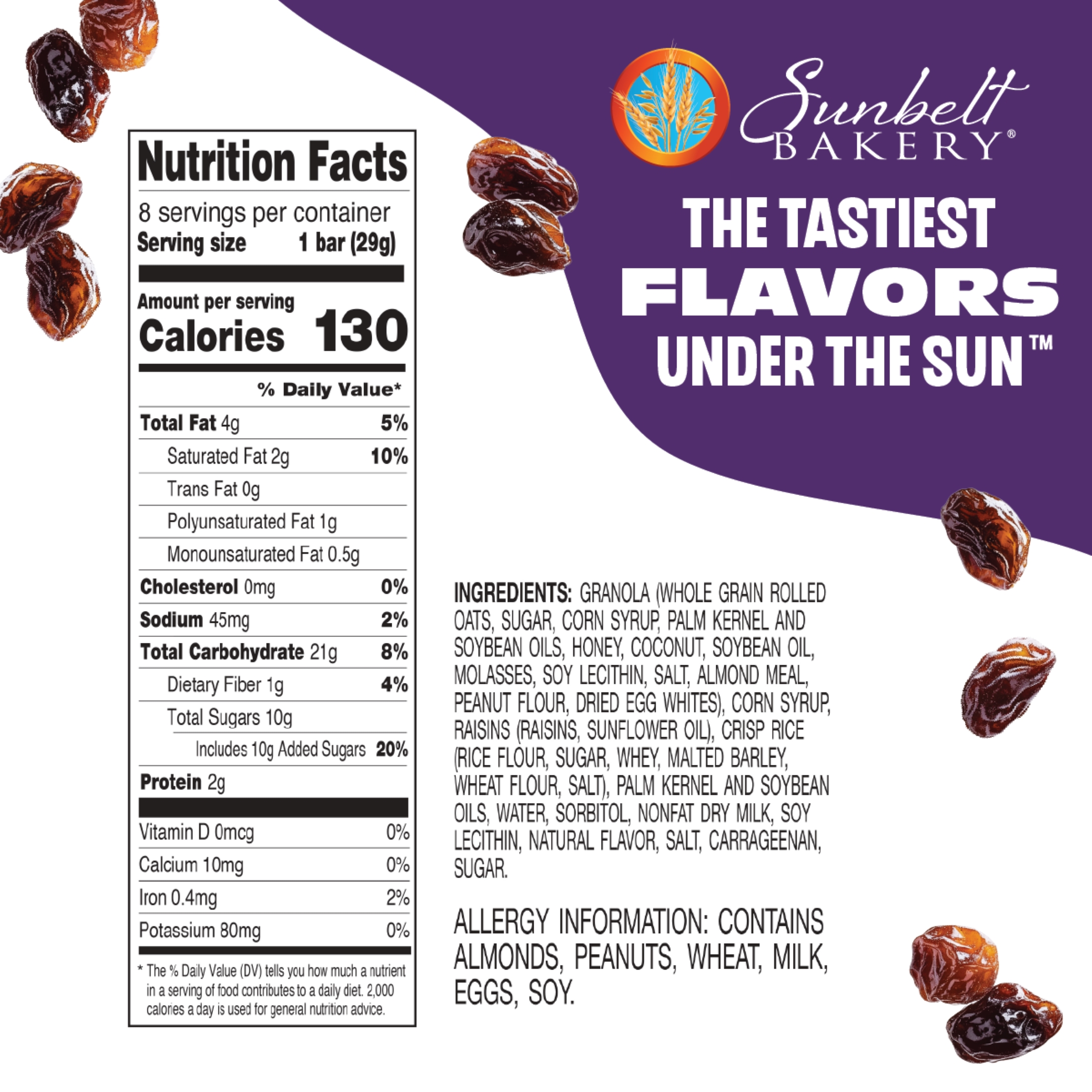 Sunbelt Bakery Oatmeal Raisin Chewy Granola Bars, 48 bars (6 Boxes), 49.62 oz