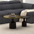 thumbnail image 2 of Pemberly Row Industrial Chic Cast Aluminum 2pc Round Coffee Table Set Gold Black, 2 of 7